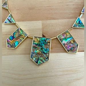 Gold/Green Abalone Shell choker necklace.